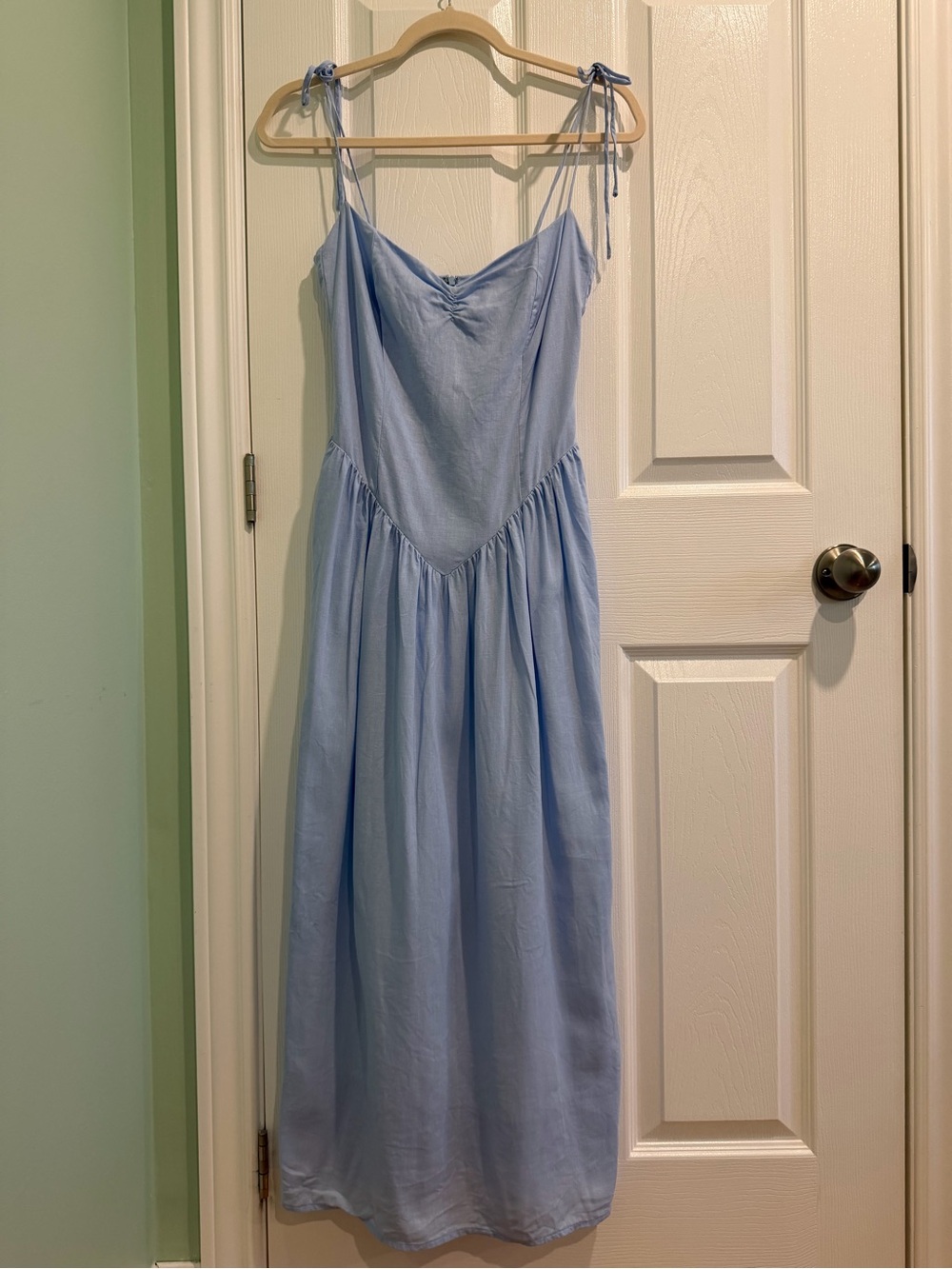 Park & Fifth Light Blue Linen Blend Drop Waist Midi Dress